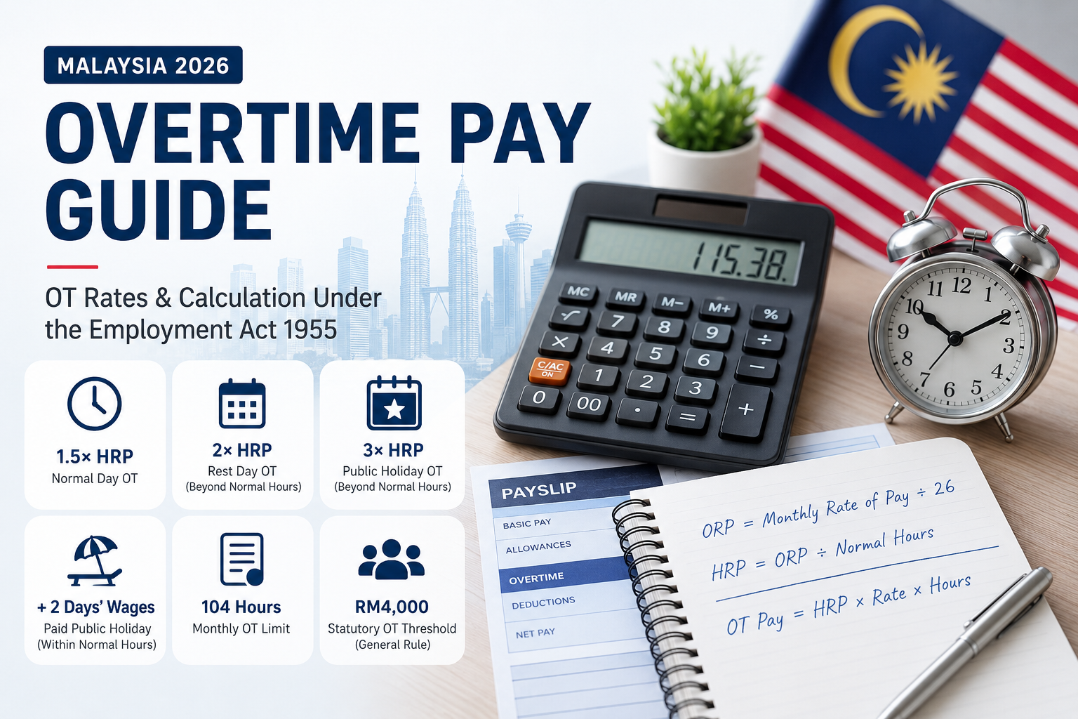 Malaysia Overtime Pay Guide: OT Rates & Calculation Under the Employment Act 1955