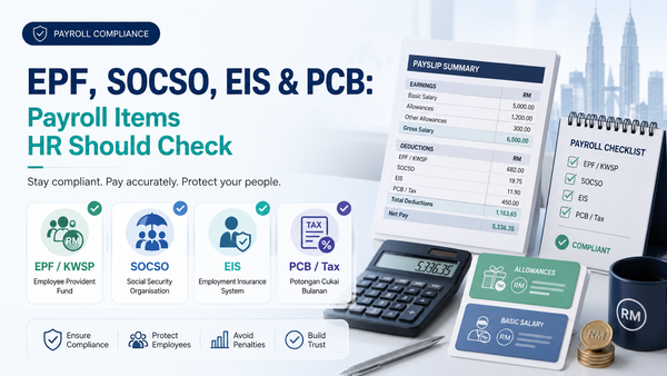 EPF, SOCSO, EIS & PCB: Payroll Items HR Should Check